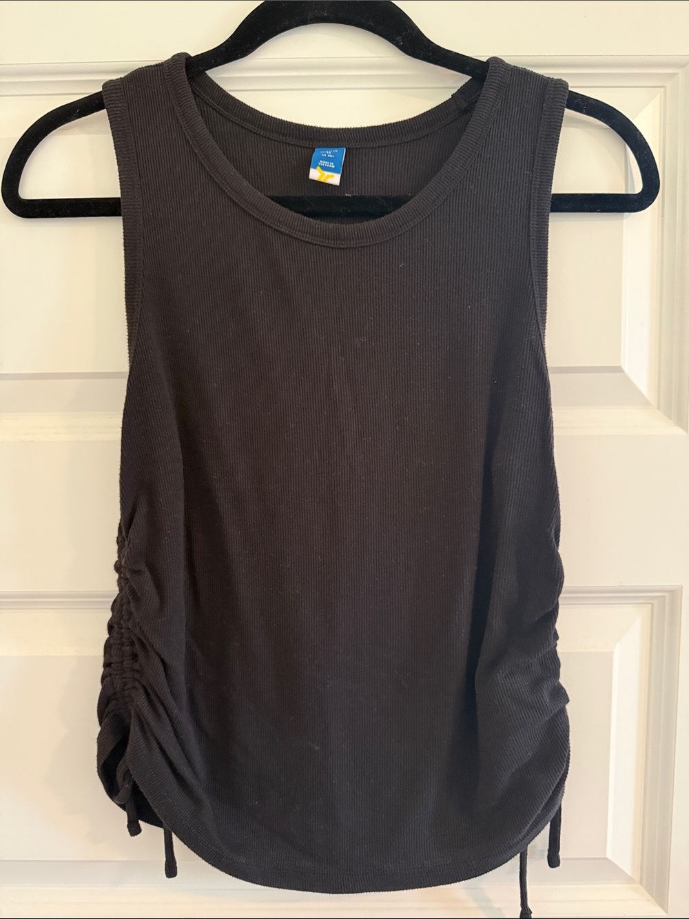 Old Navy Black Ribbed Tank with Side Ruching